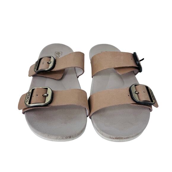 Spenco Crista Slide Sandals Orthotic Buckle Strap‎ Leather Tan Womens Size 10 D - Picture 3 of 7